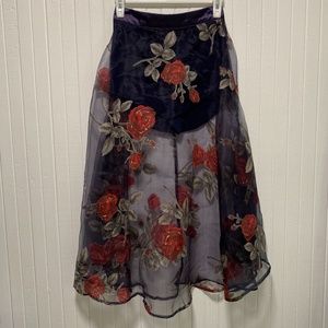 NWOT High Waisted Chiffon Midi FLORAL Skirt